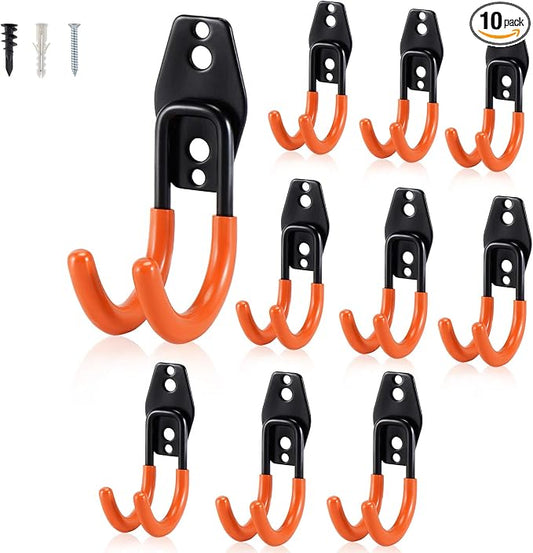 AOBEN Garage Hooks Heavy Duty, Steel Garage Storage Hooks, Utility Tool Hangers and Combinable Wall Mount for Organizing Ladders, Bikes, Hoses, and More Equipment (Small J, 10 Pack)