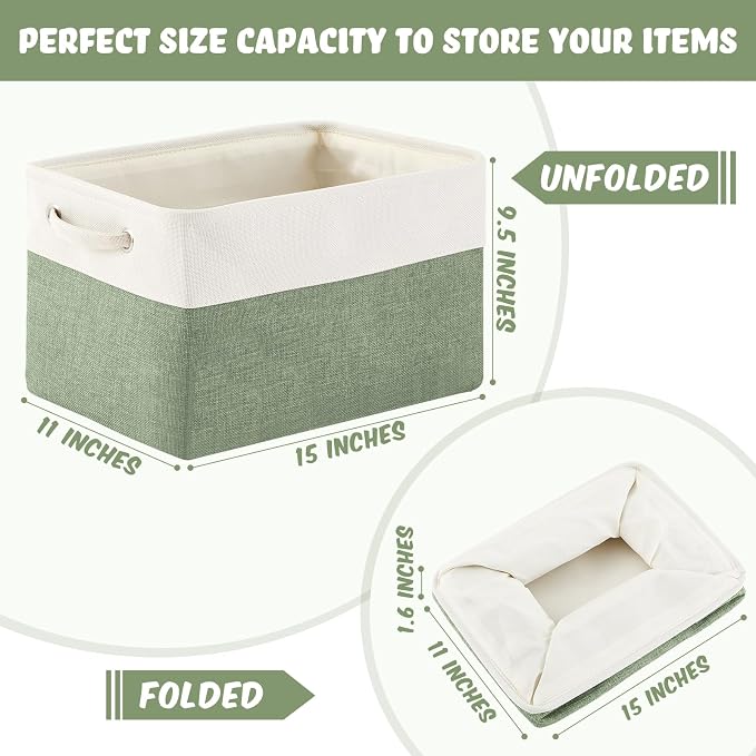 Geiserailie 6 Pcs 15 x 11 x 9.5 Inch Cube Storage Bins Fabric Storage Organizer Bins Foldable Cube Baskets with Sturdy Carry Handles Wicker Baskets for Home (Morandi Colors)