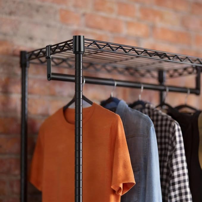 MZG Closet Organizer System, Freestanding Closet Storage System with Expandable Hanging Rod & Wire Shelves, No-Drill Closet Kit for Small Spaces, Bedroom & Apartment (13.8"D x 63.3"W x 82.4"H)