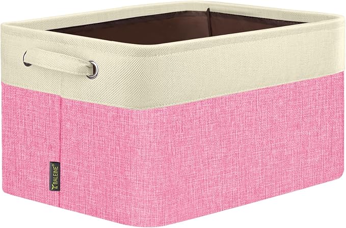 BALEINE 1 Pack Fabric Closet Storage Bins for Shelves, Linen Closet Organizers and Storage, Decorative Baskets for Organizing, Shelf, Clothes, Home, Office (Pink, 17''x13''x10.5'')