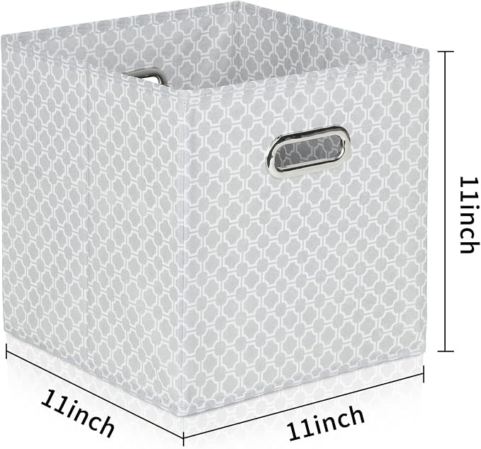 Fabric Cloth Storage Bins,Fabric Cube Organizer with Dual Handles Foldable Cube Storage Baskets for Home Bedroom Storage,Set of 3,（Light Grey）
