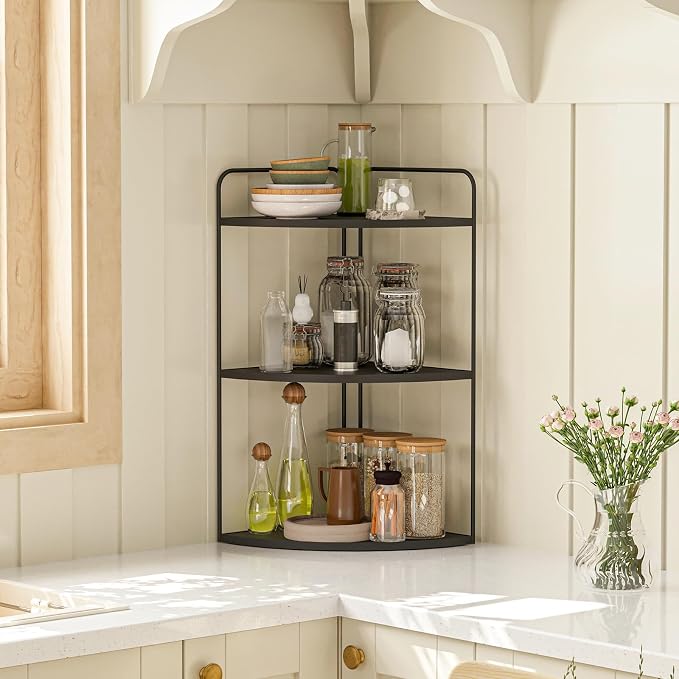 Bathroom Counter Organizer, Vanity & Makeup Countertop Organizer | Corner Bathroom Counter Organizer, Bathroom Sink Organizer, Bathroom Counter Shelf, Countertop Organizer, Corner Desk Shelf