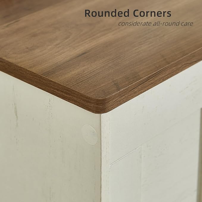 VANKILEY 51.2" Storage Chest Extra Large,Wooden Storage Bench,White+Brown | Chest with 2 Safety Hinges, 51.2*15.7*19.1inches, Wooden Trunk for Bedroom, Livingroom,Entryway,Easy Assembly.