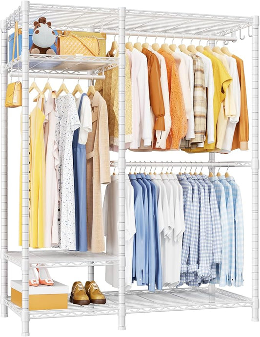 Ulif F7 Medium Clothes Rack, Clothing Racks for Hanging Clothes, Black | Heavy Duty Garment Rack, 6-Tiers Freestanding Portable Closet Storage Racks 45'' W × 14.6'' D × 76.6'' H, Max Load 750 Lbs