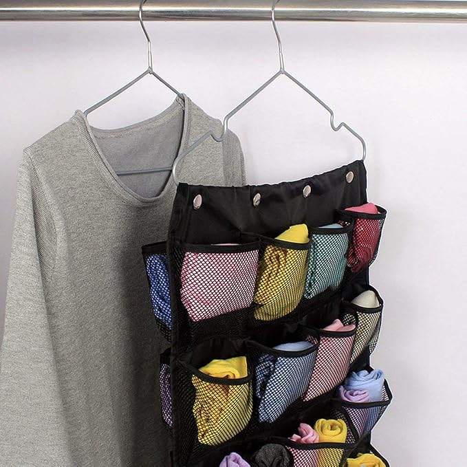 Oxford Hanging Closet Organizer for Underwear, Stocking, Bra and Sock, Dual-Sided Space Saving Storage Holder with 42 Pockets