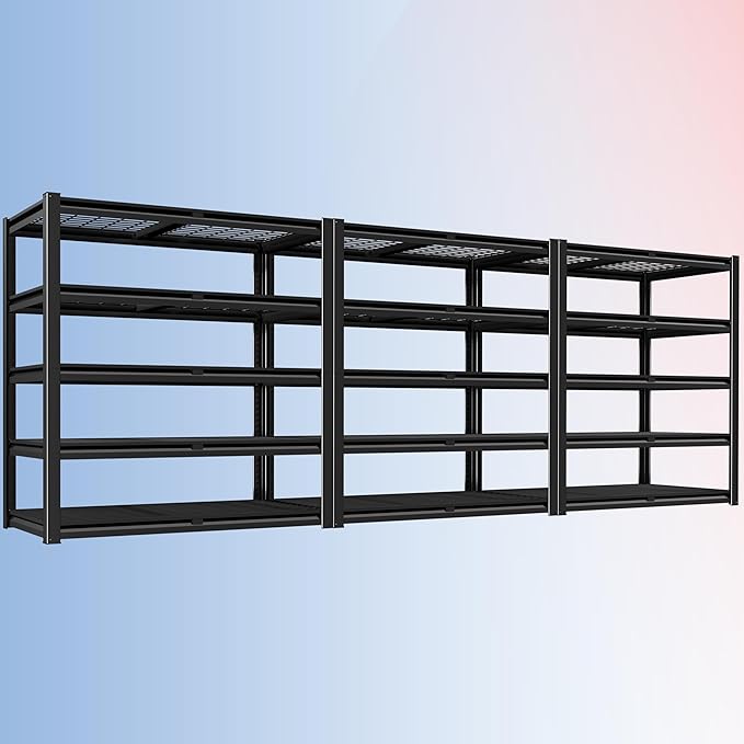 PrimeZone 72" H Heavy Duty Garage Shelving 2500 LBS 5 Tier Heavy Duty | Storage Shelves Adjustable Industrial Metal Wire Shelf for Garage,Pantry,Warehouse,Commercial,48" W X 24" D X 72" H 3Pack
