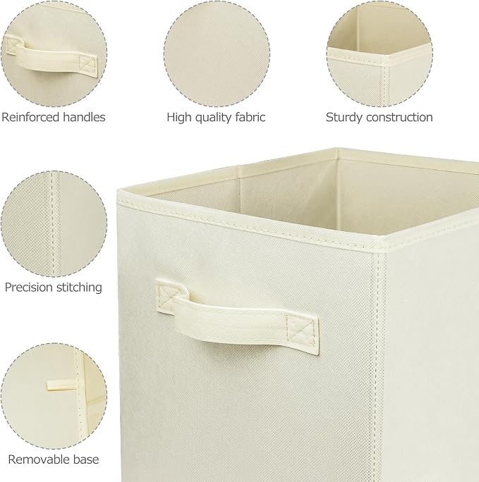 2 Pcs Storage Cubes, 10.5 Inch Collapsible Storage Bins, Fabric Foldable Bins for Organization, Durable Storage Bins for Closet, Shelves, Offices (Beige)