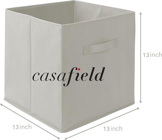 Casafield Set of 6 Collapsible Fabric Cube Storage Bins, Light Gray - 13" Foldable Cloth Baskets for Shelves, Cubby Organizers & More