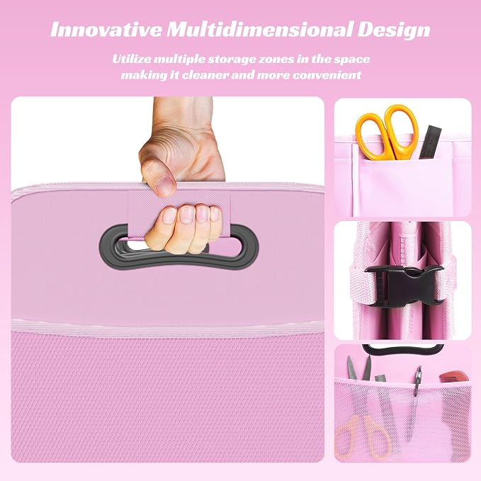 Sposuit Trunk Organizer for Car - 70L Collapsible Sturdy Car Storage, Pink | 11 Pockets & Reinforced Handles, Large Capacity, SUV Trunk Organizers for Grocery Cargo, Non-Slip Bottom