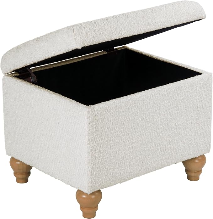 Spatial Order 22" Medium Rectangular Storage Ottoman - Cream Boucle