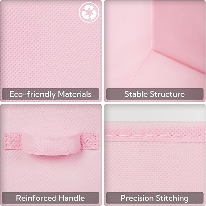 GRANNY SAYS Cube Storage, 13x13 Cube Storage Organizer Bins, Collapsible Storage Bins with Handle, Closet Storage Bins, Baskets for Shelves, Cubby Storage Organizer, Pink, 6-Pack