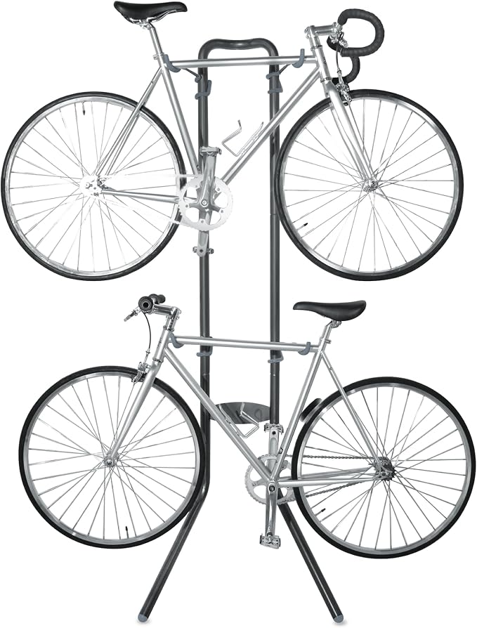 Rugged 2 Bike Rack for Garage & Home by Delta Cycle – No Drilling Required – Fully Adjustable Gravity Storage Rack for Any Style Bicycle – Leaning Wall Rack Holds Up to 100 lbs