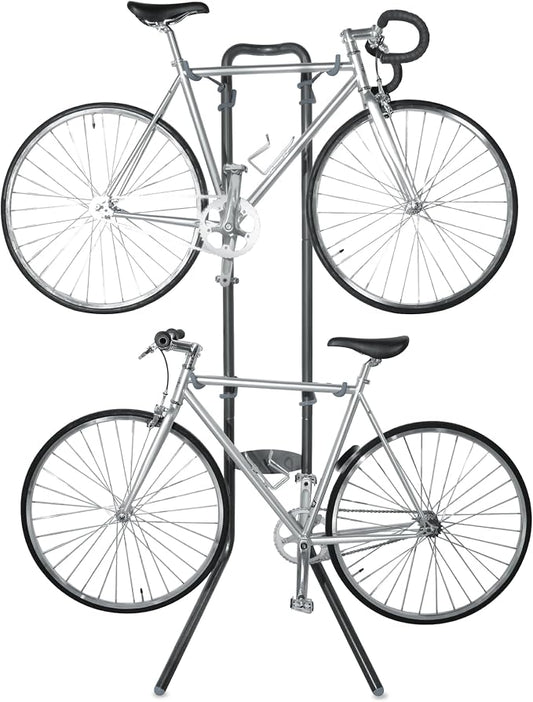 Rugged 2 Bike Rack for Garage & Home by Delta Cycle – No Drilling Required – Fully Adjustable Gravity Storage Rack for Any Style Bicycle – Leaning Wall Rack Holds Up to 100 lbs