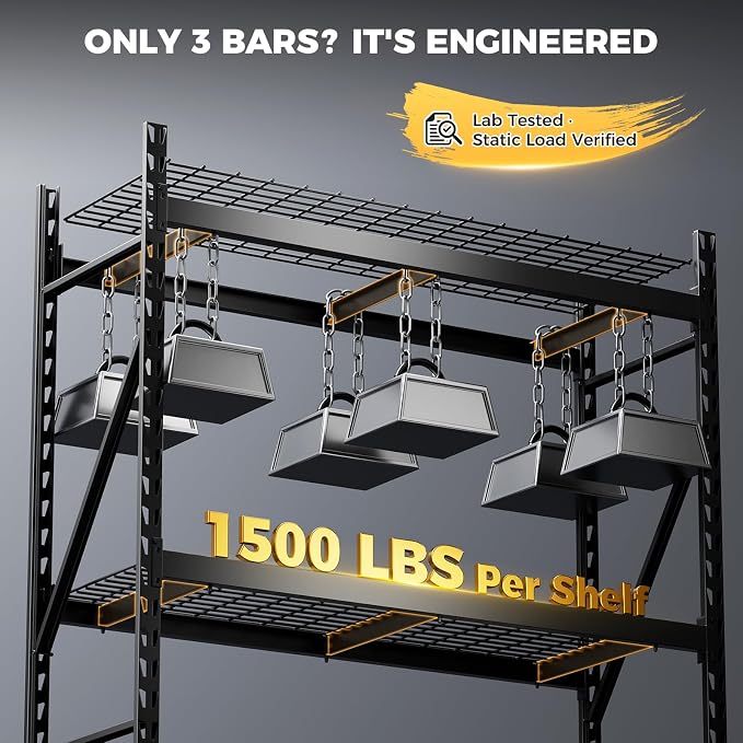 CAMMOO 6000LBS Heavy Duty Storage Shelves, 61''W x 24''D x 72''H | Metal Garage Shelving unit with Magnetic Label, Upgraded Structure, Solid Steel Industrial Rack , Easy Assembly for Basement