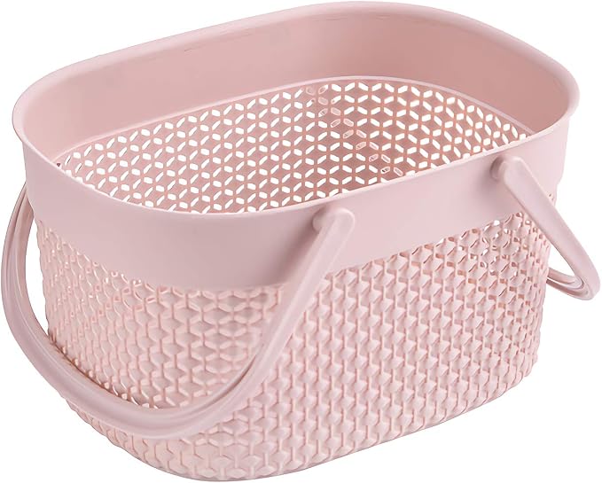 rejomiik Portable Shower Caddy Basket, Plastic Organizer Storage Tote with Handles Toiletry Bag Bin Box for Bathroom, College Dorm Room Essentials, Kitchen, Camp, Gym, Pink | Organizer Storage Tote Toiletry Bin for Bathroom, College Dorm Essentials, Ki...