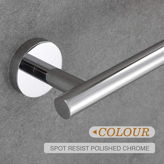 USHOWER Polished Chrome Hand Towel Bar, 9-Inch Towel Racks for Bathroom | Thicken SUS304 Stainless Steel Towel Rod, Towel Holder Wall-Mounted, Modern Home Decor (Total Length 11-Inch)
