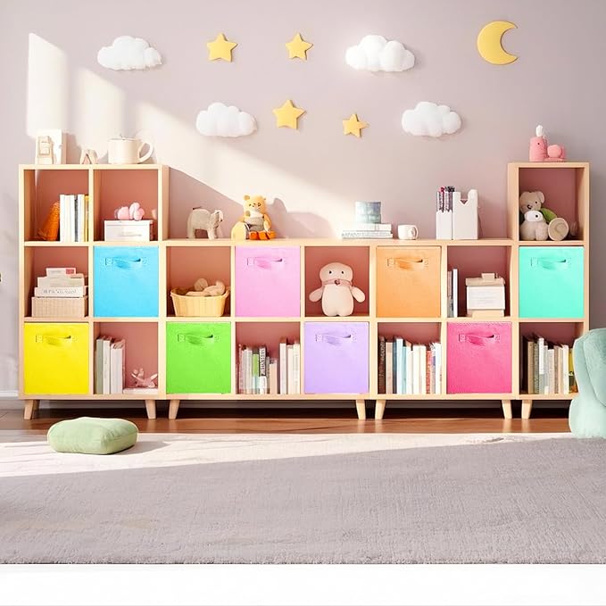 ShellKingdom Storage Bins, Foldable Fabric Storage Cubes, 8 Pack, 8 Colors | Cloth Organizer Drawer For Closet And Toys, 10.5 X 10.5 X 11 INCH, (Mix Colors)