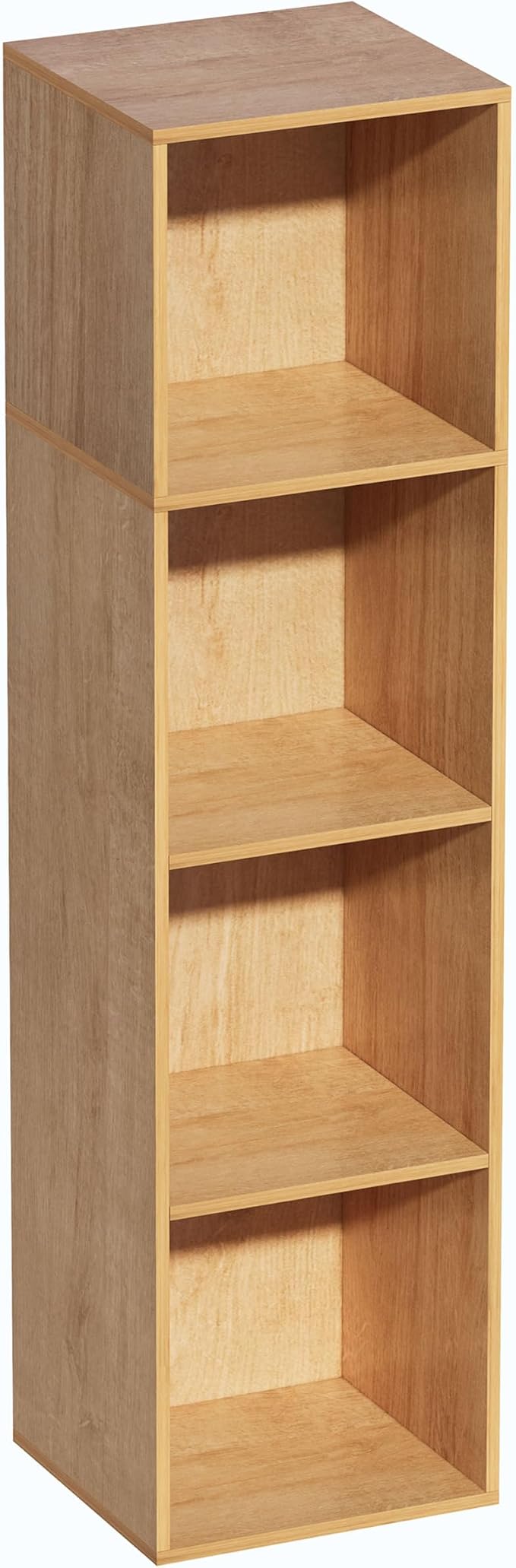 4 Cube Storage Organizer, 4 Tier Cube Low Bookcase Freestanding Storage Display Organizer, Four-Cubes Open Shelf Bookshelf for Home Office (Oak, 4-Cube)