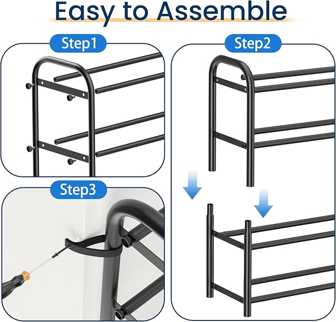 ENJOYBASICS Expandable Shoe Rack, 32.4'' Wide - 8 Tier Adjustable Shoe Organizer Shelf for Closet, 32 Pairs Black Metal Free Standing Shoe Rack Storage for Garage, Entryway