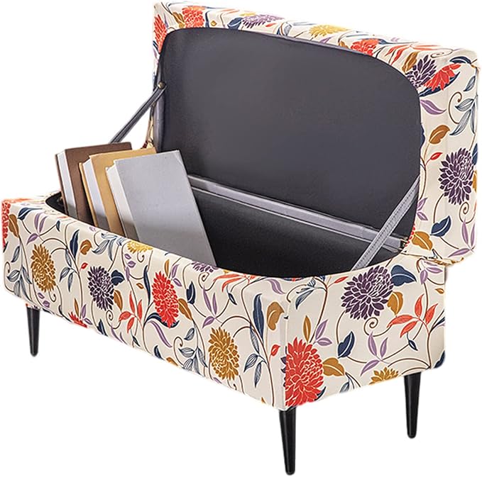 FUANGUI Ottoman Cover Slipcovers Rectangular Folding Stretch | Storage Bench Footrest Sofa Stool Covers Footstool Protector with Elastic Bottom, Removable Washable,Large