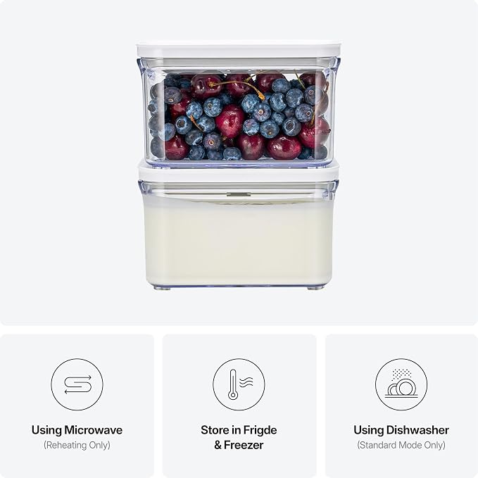 VAKUEN Premium Airtight Food Storage Containers, Rectangular 2PC(1.06qt), Smart One-Click Seal Lid, No Hinges, Patented Double Silicone Lining, 100% Leak Proof, BPA-FREE, Dishwasher, Microwave Safe