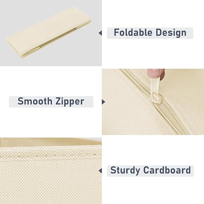 DIMJ Drawer Organizer Clothes 10 Pack - Foldable Baby Organizers and Storage & Dresser Organizer for Bedroom, Closet - Nursery Organization Dresser Dividers for underwear, Sock,Bra, Belt, Tie, Beige