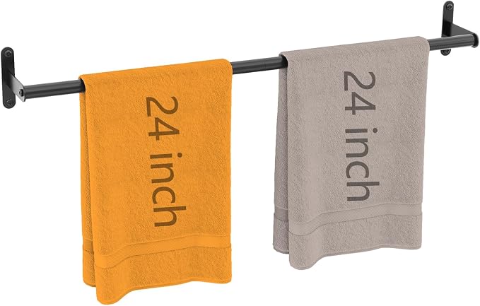 JUYSON Single Towel Bar for Bathroom, 24 Inch Towel Rack, Black | Wall Mounted, Stainless Steel, Rust Resistant, Space-Saving Design, Easy Installation