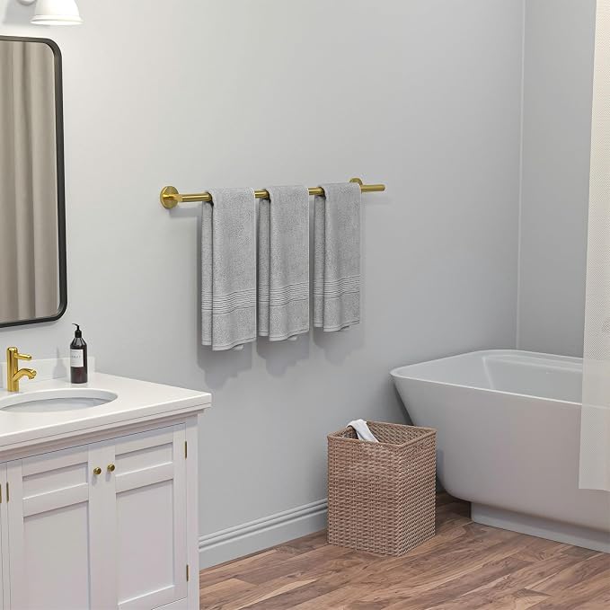USHOWER Light Gold Bath Towel Bar, 30-Inch Towel Racks for Bathroom | Thicken SUS304 Stainless Steel Towel Rod, Towel Holder Wall-Mounted, Modern Home Decor (Total Length 32-Inch)