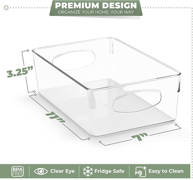 Sorbus 10-Pack Large Clear Plastic Organizing Bins – Clear Bins for Organizing, Refrigerator Organizers, Fridge Organizer, Pantry Storage, Kitchen Organizer, and Pantry Organizers and Storage Bins
