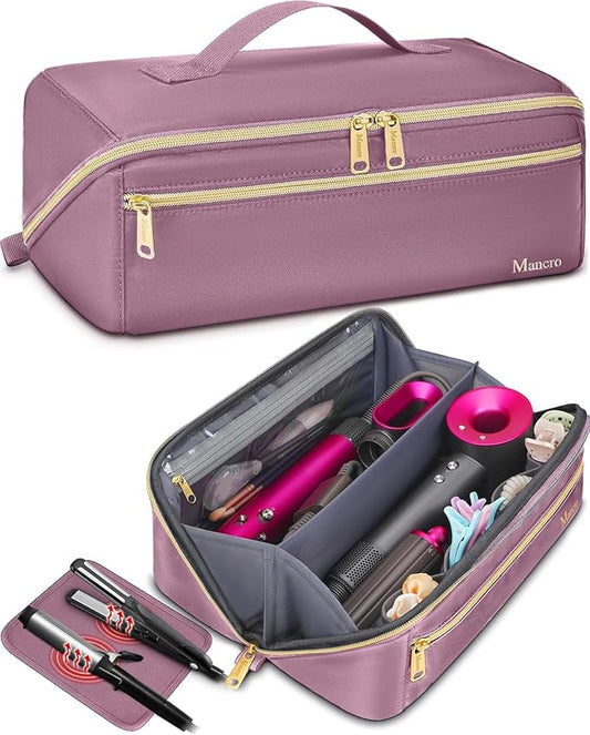 Mancro Hair Tools Travel Bag Compatible with Shark Flexstyle | Wide-open Hot Hair Tool Organizer with Separate Heat Resistant Mat, Hair Accessories Organizer for Straightener, Curling Iron