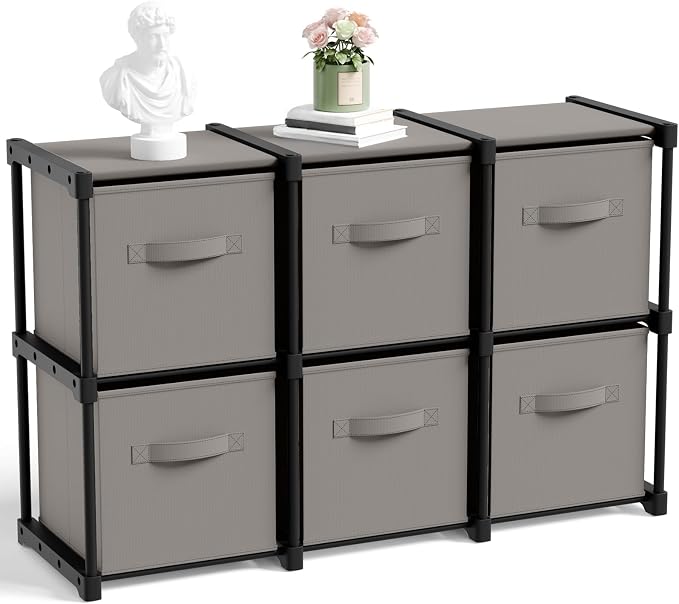 Briwooody 6 Cube Storage Organizer Storage Bins Shelf,Grey
