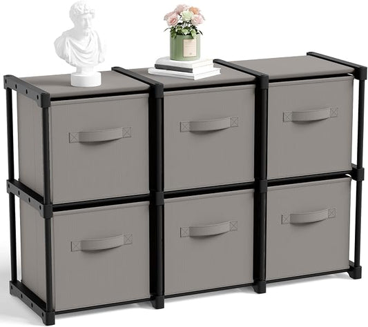 Briwooody 6 Cube Storage Organizer Storage Bins Shelf,Grey