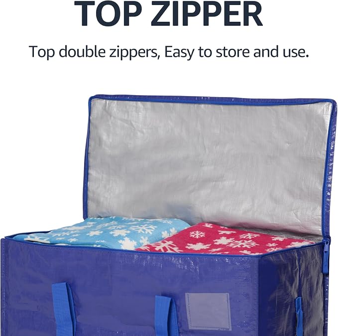 Moving Bags Heavy Duty Extra Large, Moving Boxes, Moving Supplies Essentials, Blue Storage Bins with Lids, Plastic Packing Totes, Storage Bags for Clothes with Handles & Zippers(Blue, 6 Pack)