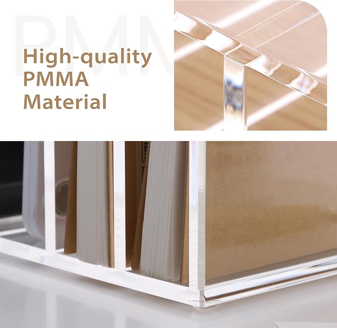 SANRUI Clear Mail Organizer Desk Sorter, Acrylic Letter File Holder 5-Slot | Office Document Mails Storage, Multifunction Letter Folder Racks Holders for Office,Home, School Desk Organization