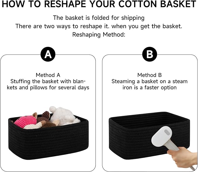 OIASKET 6 Pack Storage Baskets for Shelves, Small Baskets for Shelves, Cute Decorative Storage Bins, Organizer Basket for Gifts Empty, 11.8''Lx7.8''Wx4.7''H-Black