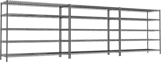 REIBII 55.5" W Storage Shelves 3200LBS Wire Shelving Unit 5 Tier Metal Shelving Heavy Duty Garage Shelving Metal Shelves for Storage Rack Adjustable Pantry Shelf, 55.5" W X 18''D X 71" H, 3PCS