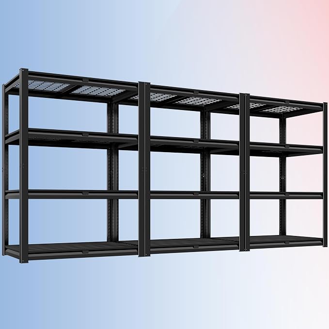 PrimeZone 40" W Heavy Duty Garage Shelving 2200 LBS 4 Tier Storage Shelves | Adjustable Industrial Metal Wire Shelf Utility Rack for Garage,Basement,Pantry,Warehouse,40" W X 20" D X 60" H 3Pack