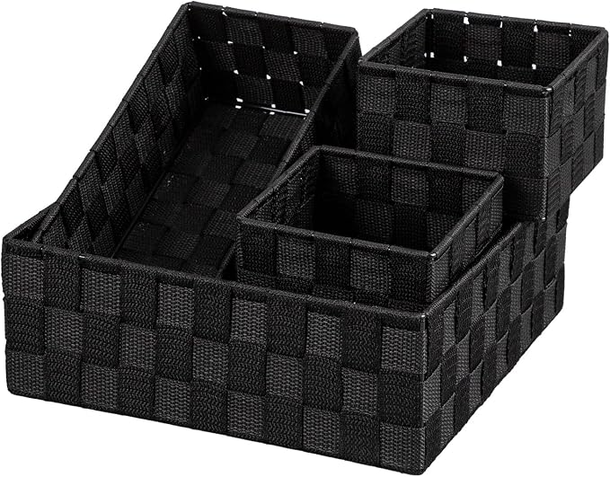 Posprica Woven Storage Basket Small Baskets for Organizing, Cube Basket Bin Container Tote Organizer Divider for Drawer,Closet,Shelf, Dresser,set of 4
