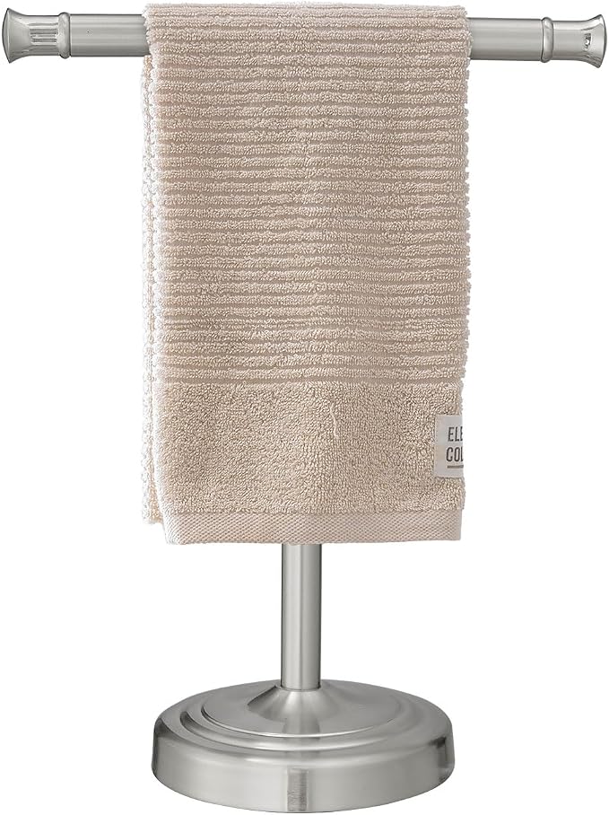 RUMOSE Brushed Nickel Hand Towel Holder Stand Countertop Towel Rack | 13 Inch Bathroom Kitchen Vanity T-Shape Towel Stand Free Standing Stainless Steel Towel Bar Towel Ring