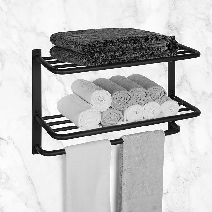 3-Tier Bathroom Towel Rack, SUS 304 Wall Mount, Matte Black