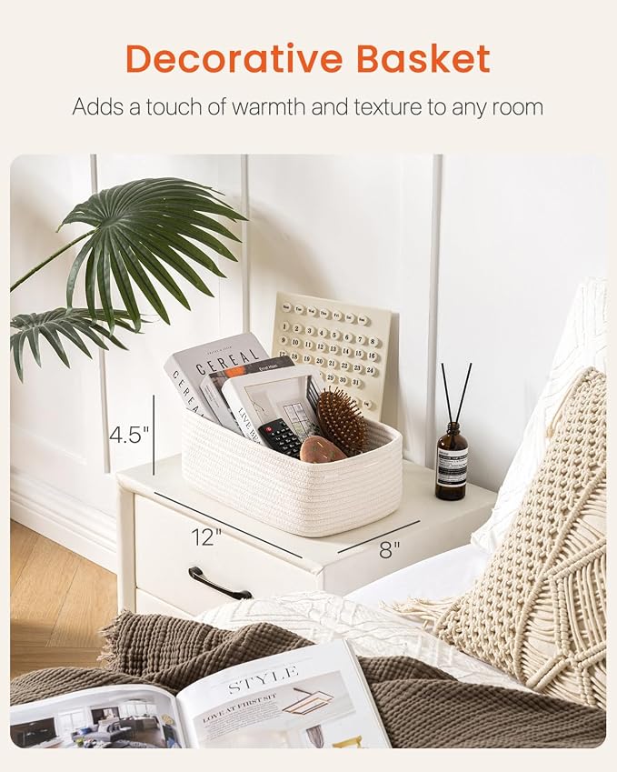KALLAX Small Woven Storage Basket for Organizing, 12 x 8 x 4.5 inch, 3 Pack | Shelf baskets for closet organization, toy storage and home decor, Perfect as empty gift baskets for holidays, Off White