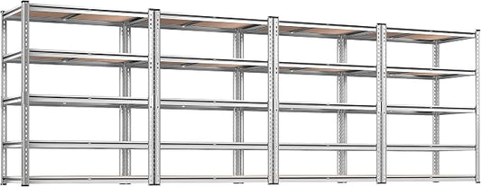 REIBII 2020LBS Garage Shelving Heavy Duty Metal Shelving 5 Tier Storage Shelves, Garage Shelves for Basement, Warehouse, Pantry, Closet, Kitchen, 72" H x 36" W x 16" D, Galvanized, 4 Pack
