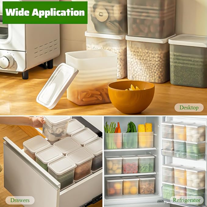 6 Pack Refrigerator Organizer Box with Lid, Plastic Refrigerator Side Door Storage Containers, Space-Saving Organizer Bins for Refrige, Refrige Drawers for Fruit and Vegetable (Clear, S-6)