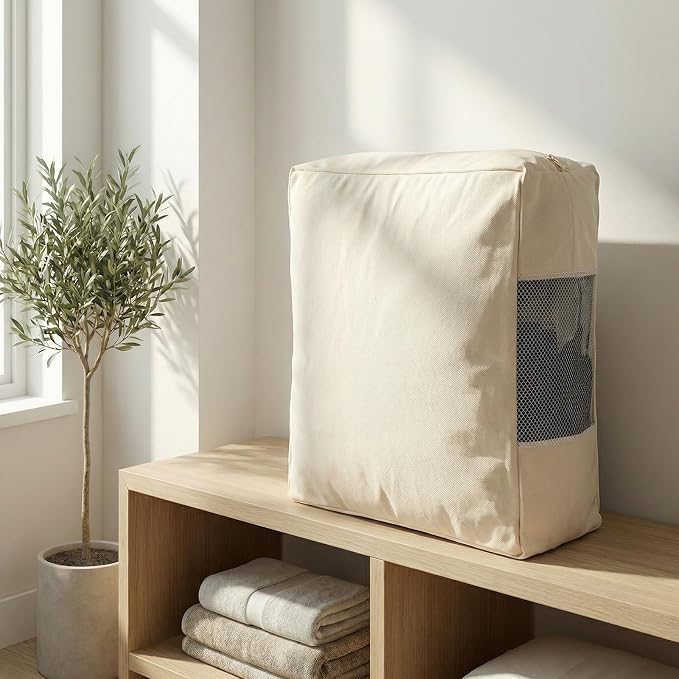 6 Pcs Cotton Canvas Sweater Storage Bag, 20"x14"x5" Closet Organizer Bag | Breathable Material, Mesh Window Design, Dustproof, Moth Proof, Large Capacity, Suitable for Seasonal Clothing, Bedding, etc.