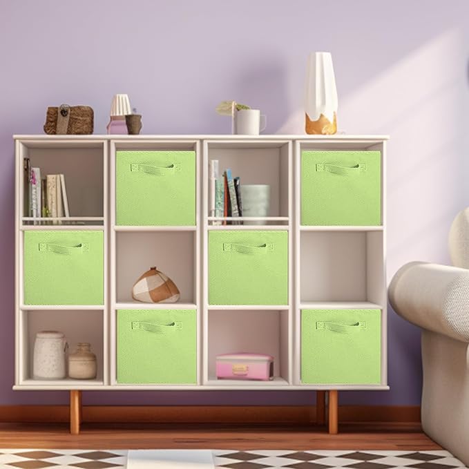 ShellKingdom Storage Bins, Foldable Fabric Storage Cubes And Cloth Storage | Storage Organizer For Closet And Toys, 10.5x10.5x11 INCH, 6 Pack (Green)