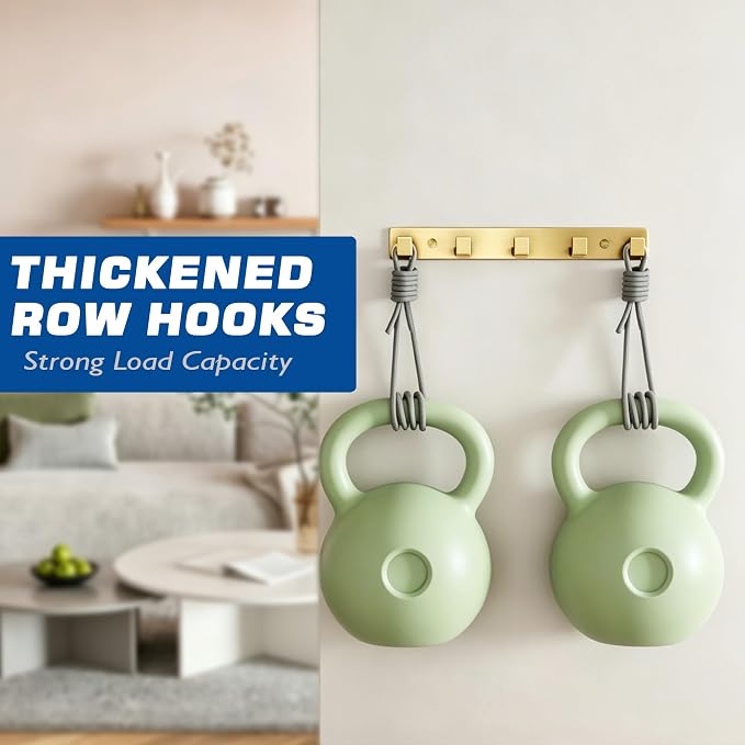 Alise Gold Coat Hooks Wall Mounted,Hat and Coat Rack with 5 Hooks | Self Adhesive or Drilling,SUS304 Stainless Steel Wall Hooks for Hanging,Key Hooks for Robes,Bags,Keys,and Towels