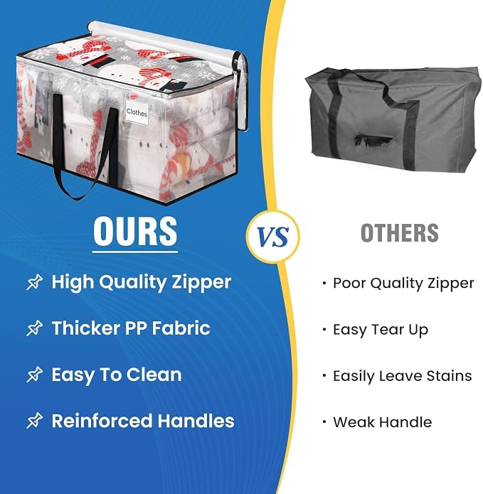 RoomHacks Heavy Duty Clear Moving Bags with Reinforced Handle and Double Zipper, Storage Totes, Packing Bags Alternative to Moving Essential and Supplies Box, Clear, Large, 6 Packs