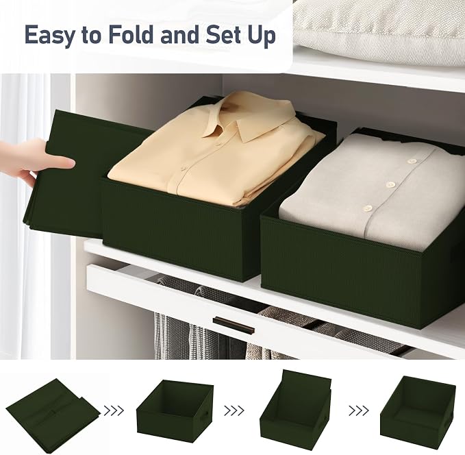DIMJ Closet Storage Bins 12 Pack - Fabric Storage Baskets for Shelves, Collapsible Clothes Organizer with Handles, Trapezoid Shelf Organization Storage Cubes for Purse, Toys, Books, Towel, Clothes