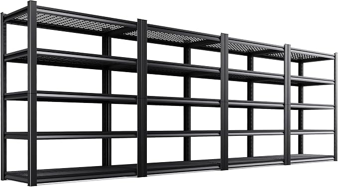 Set of 4 71"H Garage Shelving - 2500LBS 5 Tier Storage Shelves, Adjustable Heavy Duty Metal Shelving Unit and Storage Large Wire Rack, Utility Steel Shelf for Shop Warehouse Industrial 71"x35"x16"
