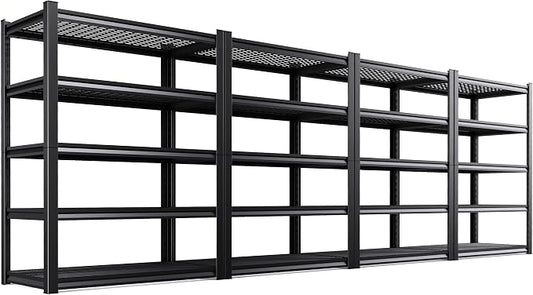 Set of 4 71"H Garage Shelving - 2500LBS 5 Tier Storage Shelves, Adjustable Heavy Duty Metal Shelving Unit and Storage Large Wire Rack, Utility Steel Shelf for Shop Warehouse Industrial 71"x35"x16"